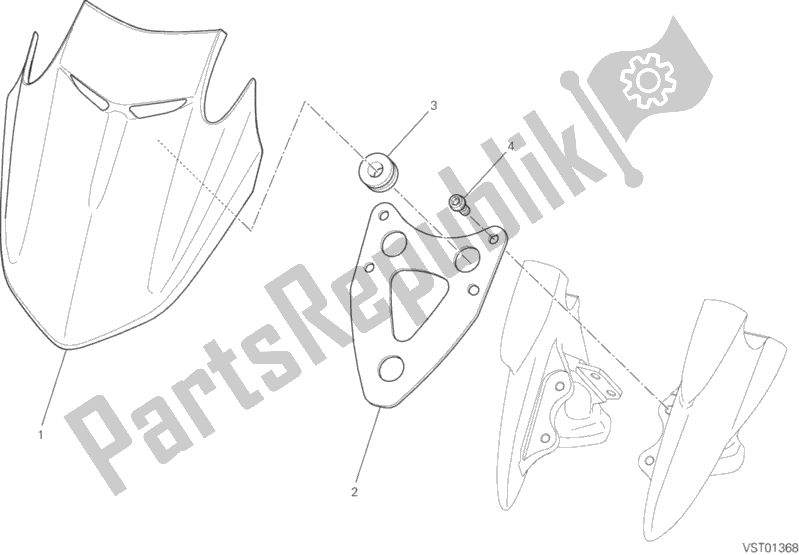 All parts for the Windshield of the Ducati Diavel FL 1200 2016